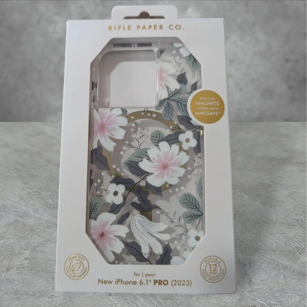 Y5. Rifle Paper Co. iPhone 15 Pro MagSafe Compatible Case, Garden Party Willow